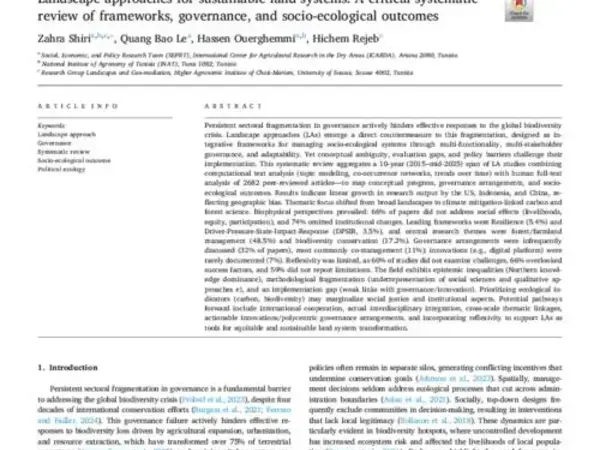 Landscape approaches for sustainable land systems: A critical systematic review of frameworks, governance, and socio-ecological outcomes
