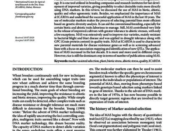 Marker assisted selection in plant breeding