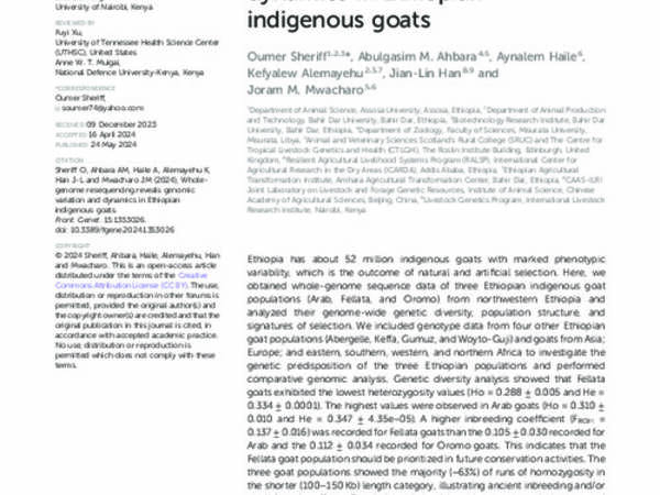 Whole-genome resequencing reveals genomic variation and dynamics in Ethiopian indigenous goats