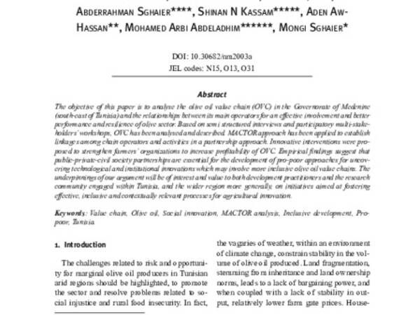 Towards an innovative olive oil value chain: Options for inclusive development in South-Eastern Tunisia