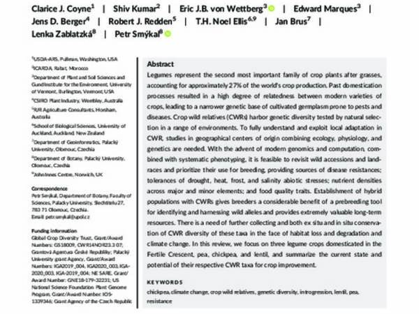 Potential and limits of exploitation of crop wild relatives for pea, lentil, and chickpea improvement