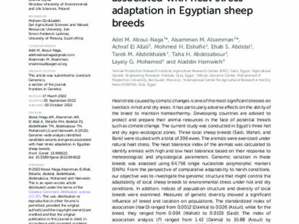 Genome-wide analysis identified candidate variants and genes associated with heat stress adaptation in Egyptian sheep breeds