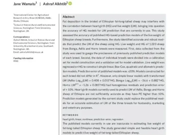 Feasibility of heart girth models in estimating live weight of fat-long-tailed sheep