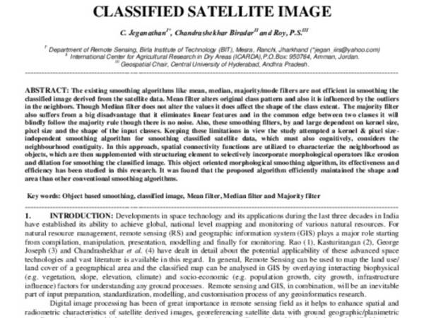 INTELLIGENT OBJECT BASED SMOOTHING: AN ALGORITHM FOR REMOVING NOISES IN THE CLASSIFIED SATELLITE IMAGE