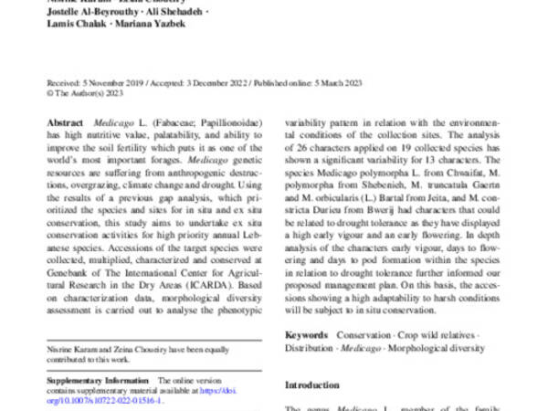 Phenotypic diversity of Medicago crop wild relatives growing in Lebanon