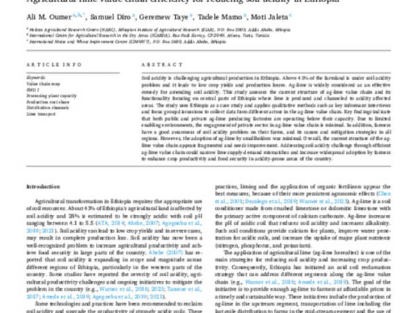 Agricultural lime value chain efficiency for reducing soil acidity in Ethiopia