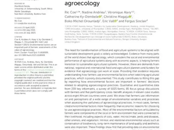 Environmental factors are an important part of farmers' assessments of the value of agroecology