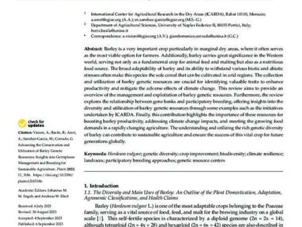 Advancing the Conservation and Utilization of Barley Genetic Resources: Insights into Germplasm Management and Breeding for Sustainable Agriculture