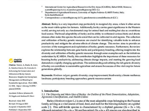 Advancing the Conservation and Utilization of Barley Genetic Resources: Insights into Germplasm Management and Breeding for Sustainable Agriculture