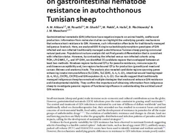 Genome-wide insights on gastrointestinal nematode resistance in autochthonous Tunisian sheep