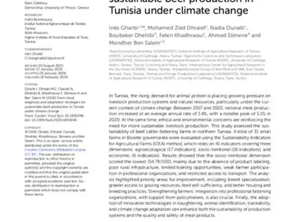 Farm-level diagnosis and adaptation strategies for sustainable beef production in Tunisia under climate change