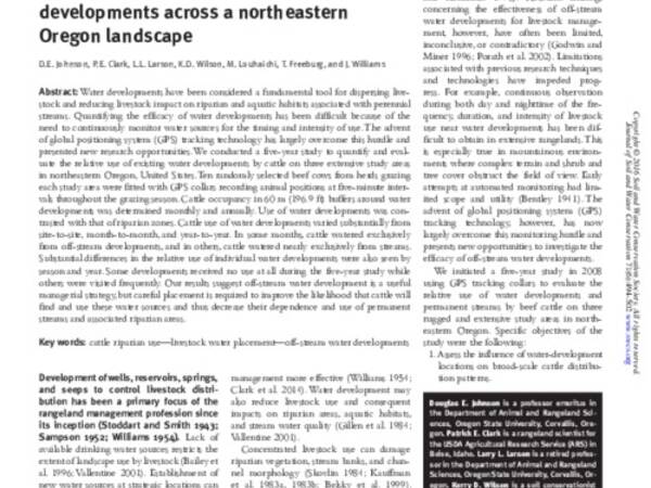 Cattle use of off-stream water developments across a northeastern Oregon landscape