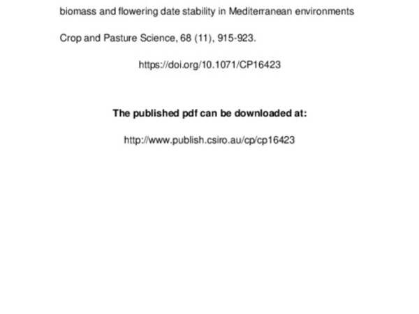 Assessment of field pea (Pisum sativum L.) grain yield, aerial biomass and flowering date stability in Mediterranean environments