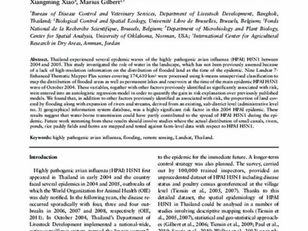 Rivers and flooded areas identified by medium-resolution remote sensing improve risk prediction of the highly pathogenic avian influenza H5N1 in Thailand