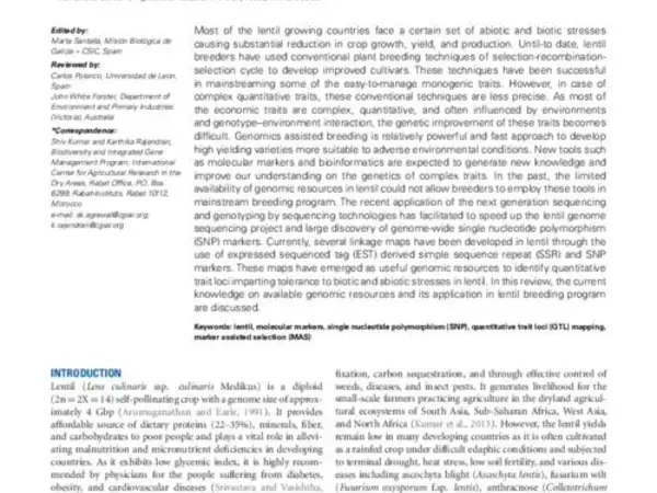 Current knowledge in lentil genomics and its application for crop improvement