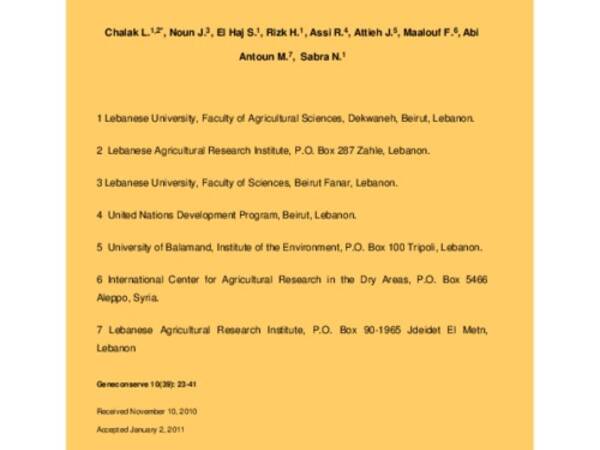 Current Status of Agro-biodiversity in Lebanon and Future Challenges