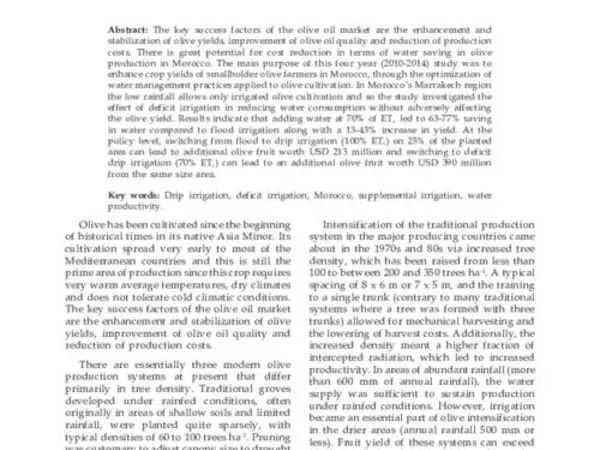 Improved On-farm Irrigation Management for Olive Growing - A Case Study from Morocco