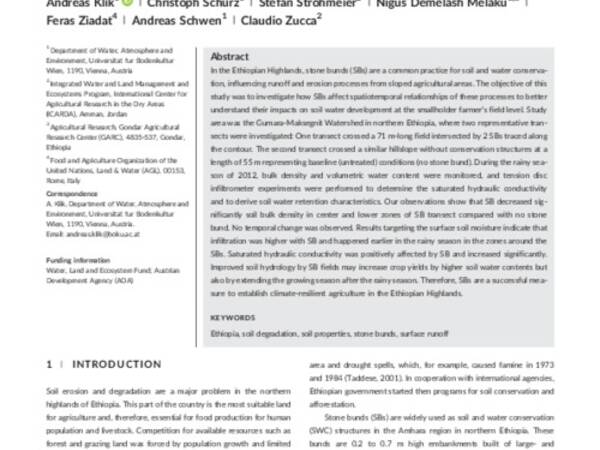 Impact of stone bunds on temporal and spatial variability of soil physical properties: a field study from northern Ethiopia