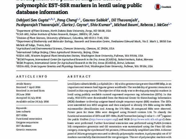 Development of a panel of unigene derived polymorphic EST-SSR markers in lentil using public database information