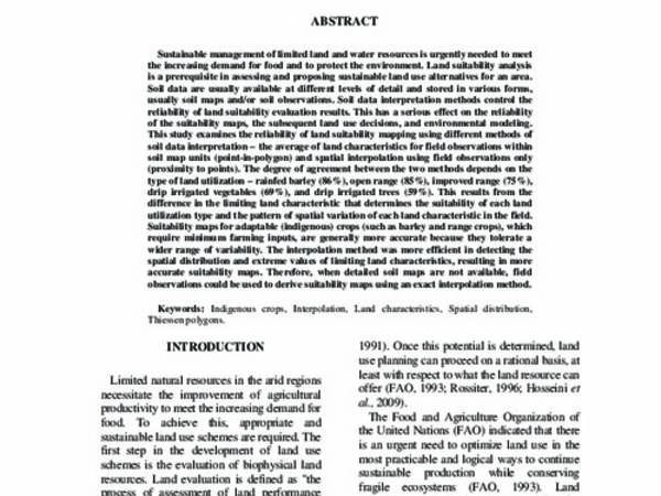 Comparing Two Methods of Soil Data Interpretation to Improve the Reliability of Land Suitability Evaluation