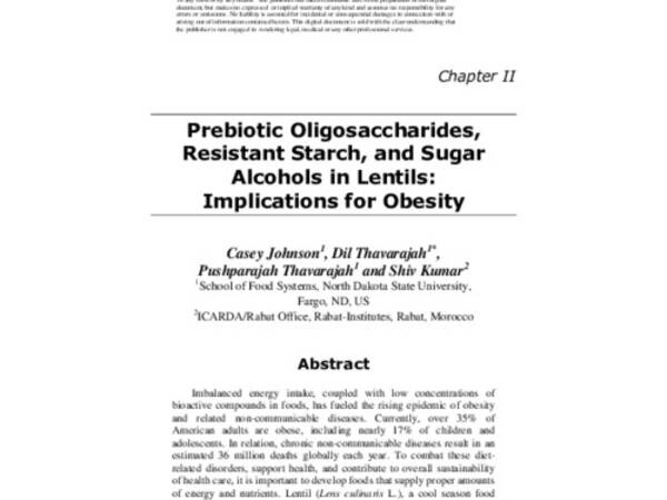 Prebiotic Oligosaccharides, Resistant Starch and Sugar Alcohols in Lentils: Implications for Obesity