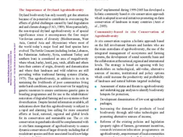 ICARDA Efforts to Promote In Situ/On-farm Conservation of Dryland Agrobiodiversity