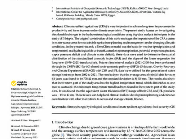 Understanding Changes in the Hydrometeorological Conditions towards Climate-Resilient Agricultural Interventions in Ethiopia