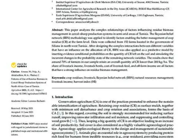  Patterns of Use of Residue Biomass in Cereal–Sheep Production Systems of North Africa: Case of Tunisia 