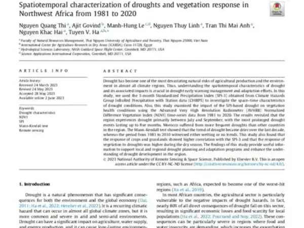 Spatiotemporal characterization of droughts and vegetation response in Northwest Africa from 1981 to 2020
