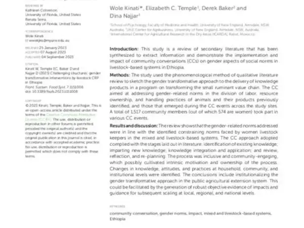 Challenging structures: gender transformative interventions by livestock CRP in Ethiopia