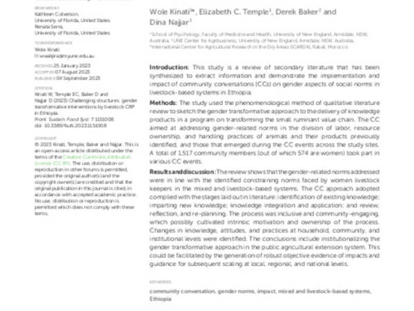 Challenging structures: gender transformative interventions by livestock CRP in Ethiopia