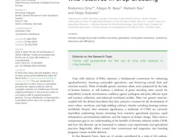 Editorial: Trends and perspectives for the use of crop wild relatives in crop breeding