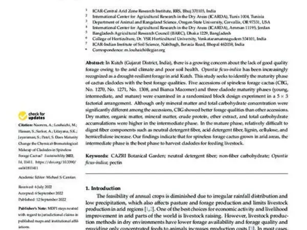 Does Maturity Change the Chemical-Bromatological Makeup of Cladodes in Spineless Forage Cactus?