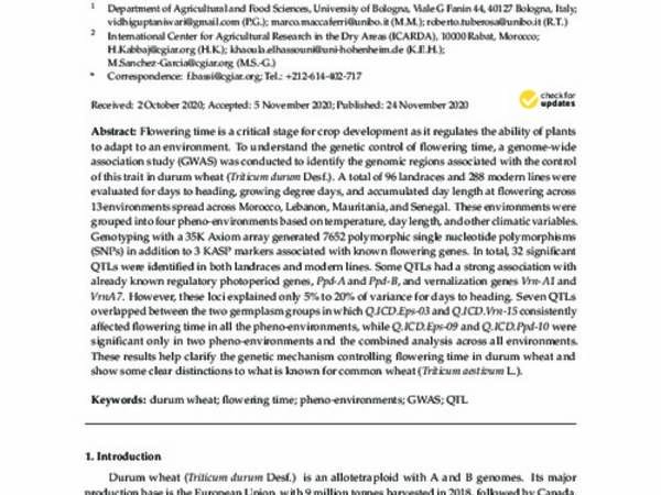 Genomic Regions Associated with the Control of Flowering Time in Durum Wheat