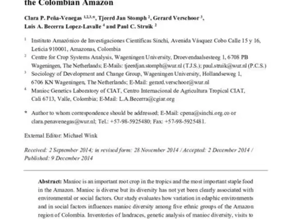 Differences in Manioc Diversity Among Five Ethnic Groups of the Colombian Amazon