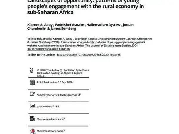 Landscapes of opportunity: patterns of young people’s engagement with the rural economy in sub-Saharan Africa