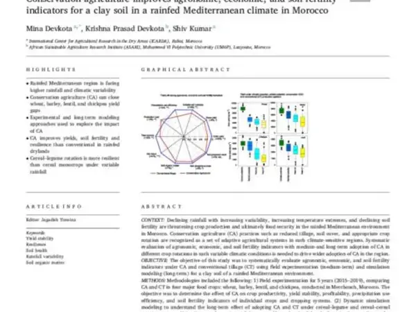Conservation agriculture improves agronomic, economic, and soil fertility  indicators for a clay soil in a rainfed Mediterranean climate in Morocco