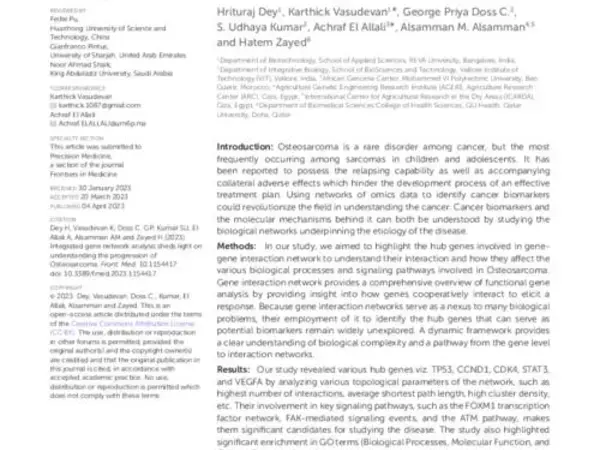 Integrated gene network analysis sheds light on understanding the progression of Osteosarcoma