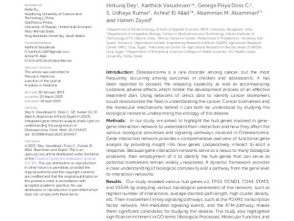 Integrated gene network analysis sheds light on understanding the progression of Osteosarcoma