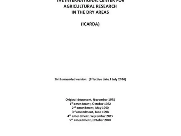 Charter of The International Center for Agricultural Research in the Dry Areas (ICARDA)
