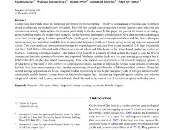 Legume-based rotations have clear economic advantages over cereal monocropping in dry areas