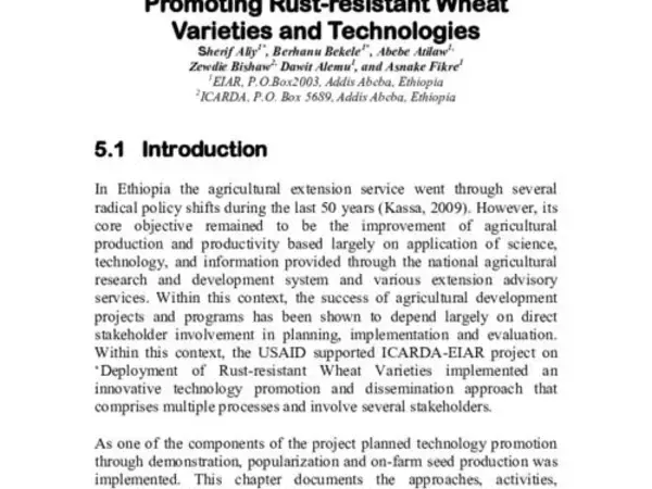 Promoting Rust-resistant Wheat Varieties and Technologies through Partnership