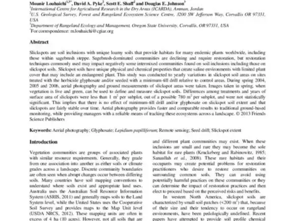 Monitoring Restoration Impacts to Endemic Plant Communities in Soil Inclusions of Arid Environments