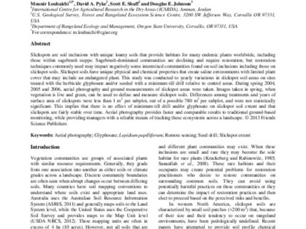 Monitoring Restoration Impacts to Endemic Plant Communities in Soil Inclusions of Arid Environments