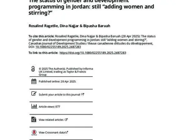 The status of gender and development programming in Jordan: still “adding women and stirring?”