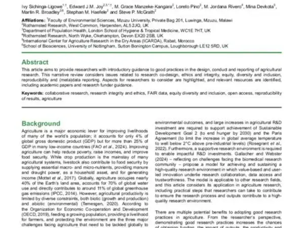 An introduction to conducting responsible and reproducible agricultural research