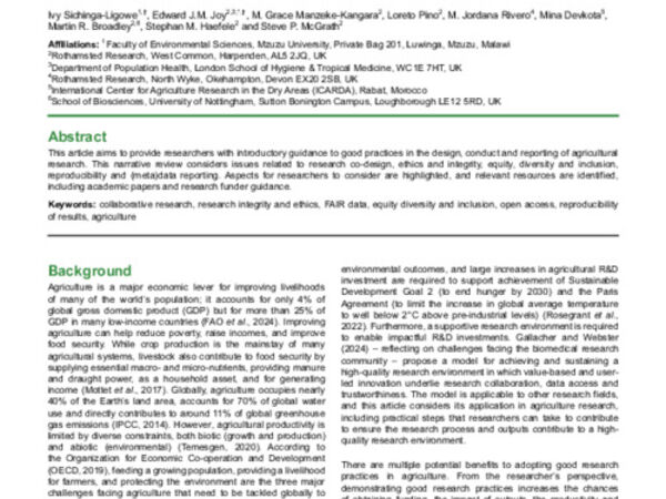 An introduction to conducting responsible and reproducible agricultural research