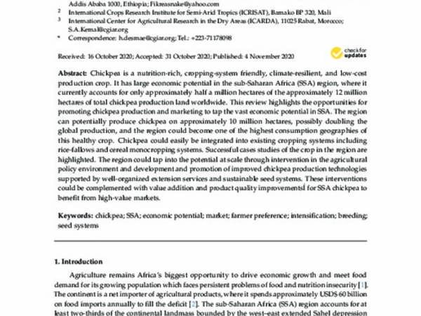 Tapping the Economic Potential of Chickpea in Sub-Saharan Africa