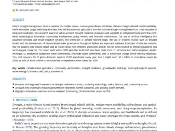 A review of sustainable drought resilience strategies for India's diverse agroclimatic landscapes