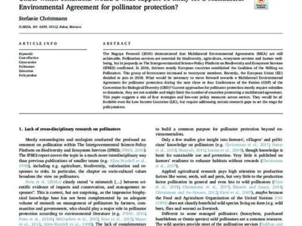 Under which conditions would a wide support be likely for a Multilateral Environmental Agreement for pollinator protection?